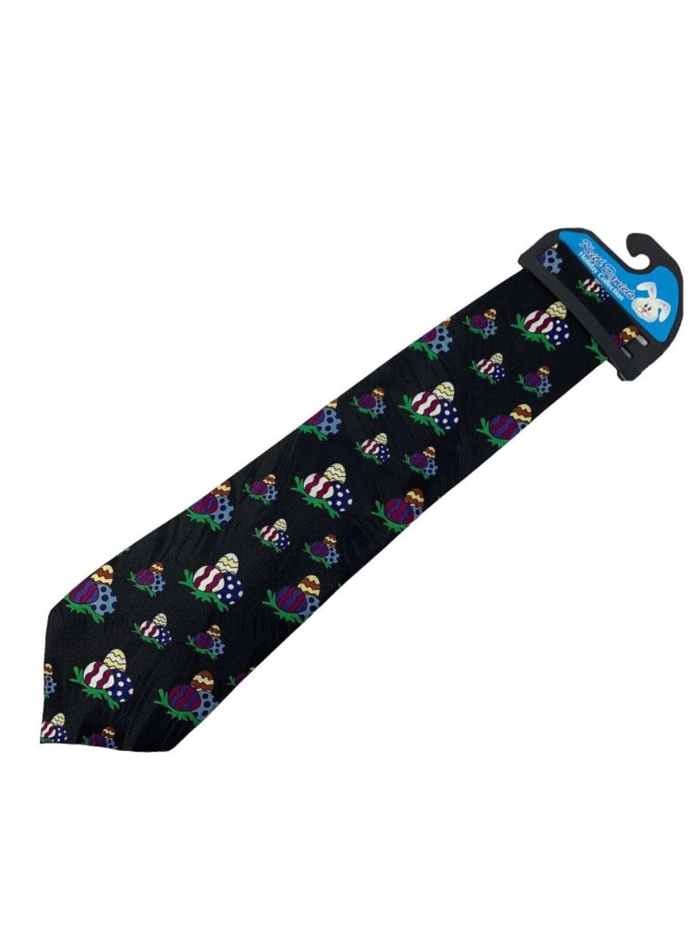 Keith Daniels Easter Neck Tie Black Polyester Decorated Eggs 57 in All Over
